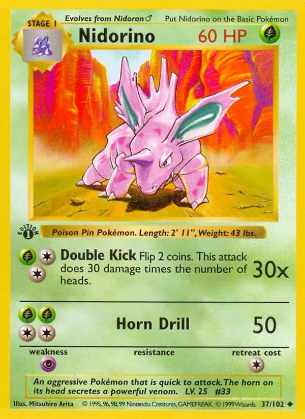 Nidorino — Base Set, Uncommon