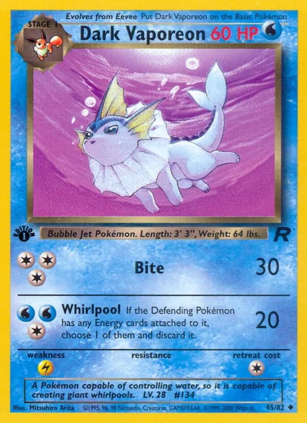 Dark Vaporeon — Team Rocket, Uncommon