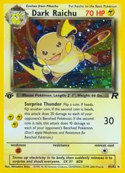Dark Raichu — Team Rocket — Rare