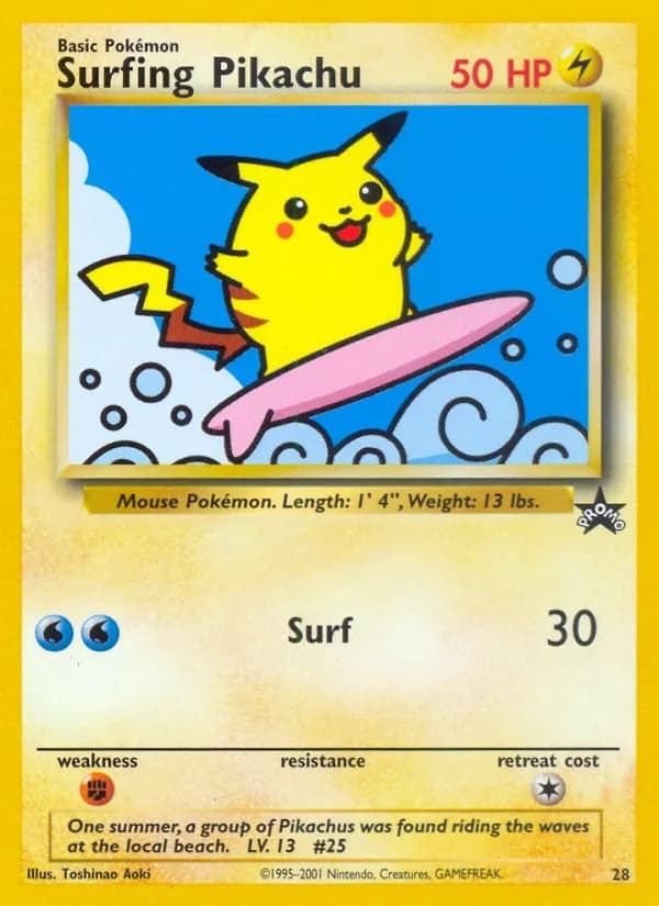 Surfing Pikachu — Wizards Black Star Promos, Common