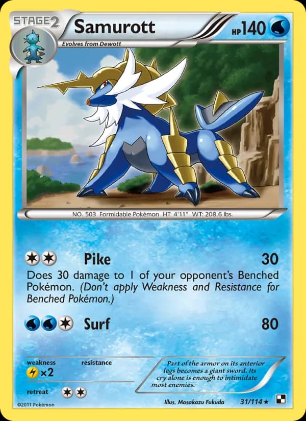Samurott — Black & White, Rare
