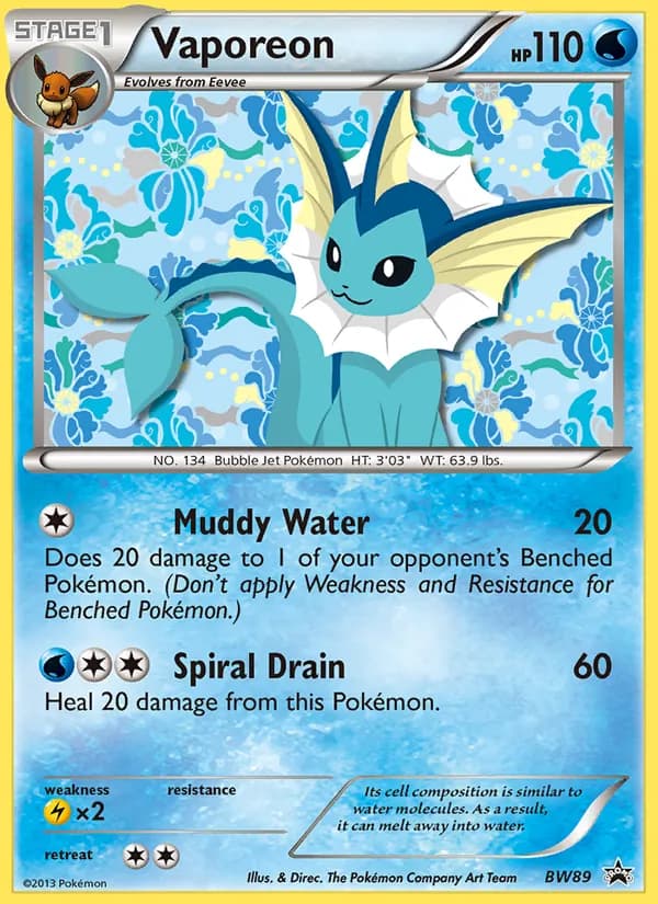 Vaporeon — BW Black Star Promos, Common