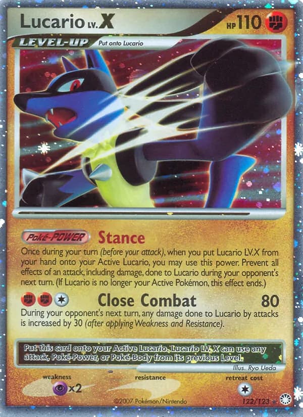 Lucario — Mysterious Treasures, Rare Holo LV.X