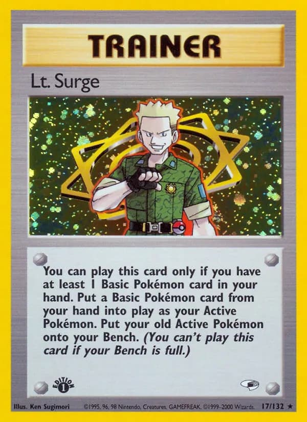 Lt. Surge — Gym Heroes, Rare Holo