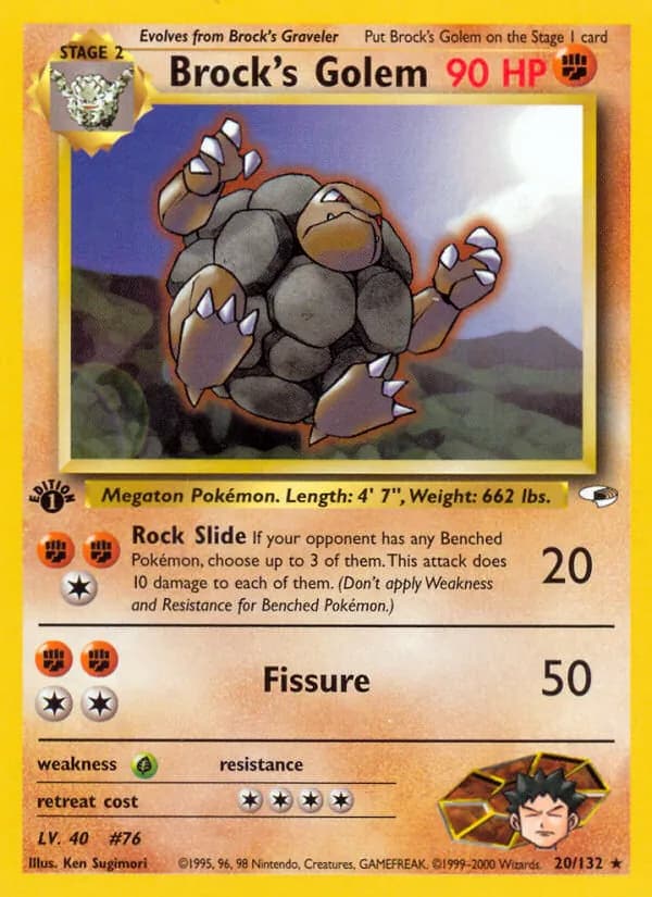 Brock's Golem — Gym Heroes, Rare Holo