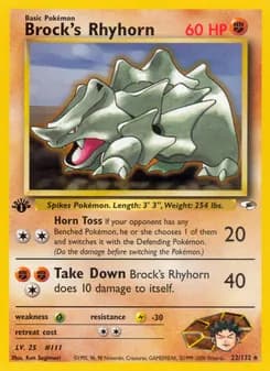 Brock's Rhyhorn — Gym Heroes — Rare Holo