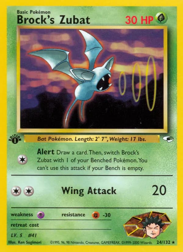 Brock's Zubat — Gym Heroes, Rare Holo