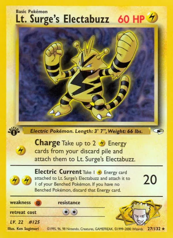 Lt. Surge's Electabuzz — Gym Heroes, Rare Holo