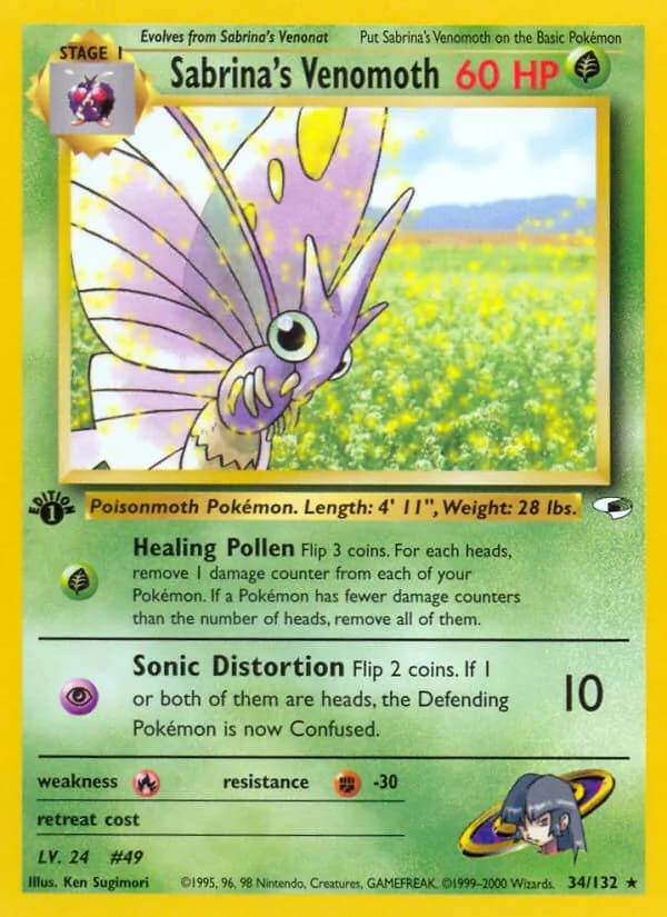 Sabrina's Venomoth — Gym Heroes, Rare Holo