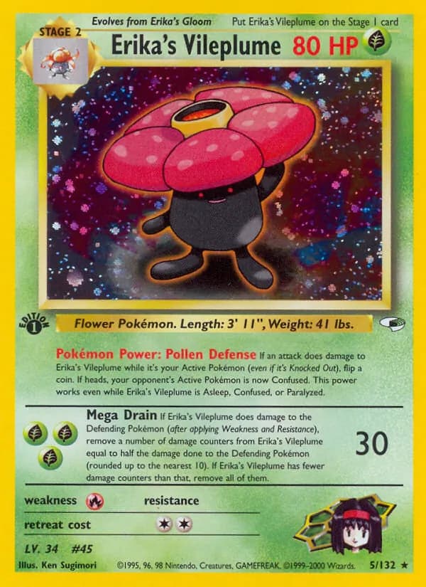 Erika's Vileplume — Gym Heroes, Rare Holo
