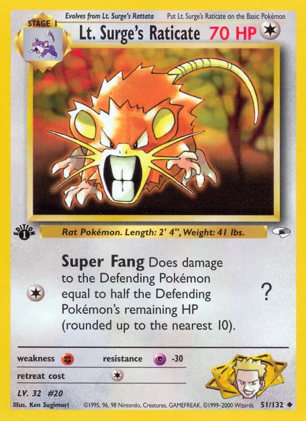 Lt. Surge's Raticate — Gym Heroes, Uncommon