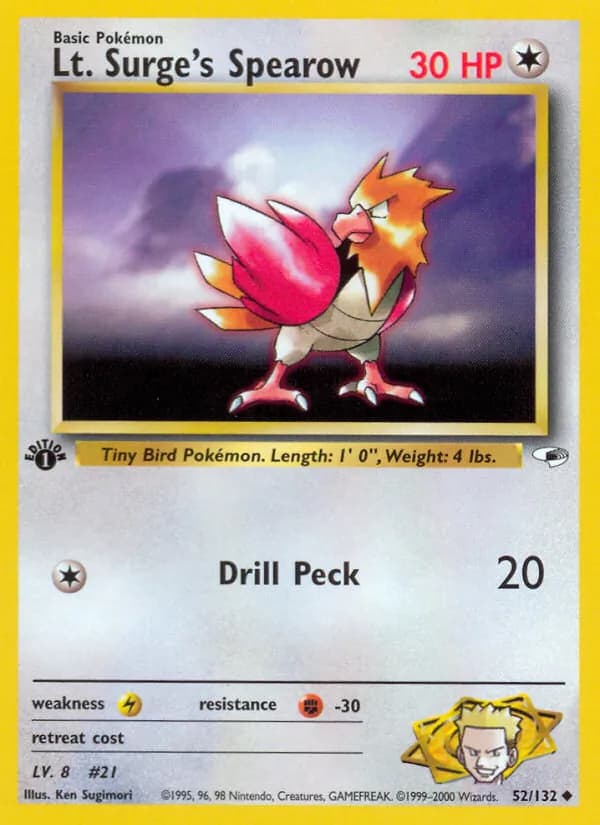 Lt. Surge's Spearow — Gym Heroes, Uncommon