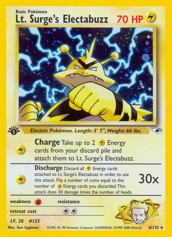 Lt. Surge's Electabuzz — Gym Heroes, Rare Holo