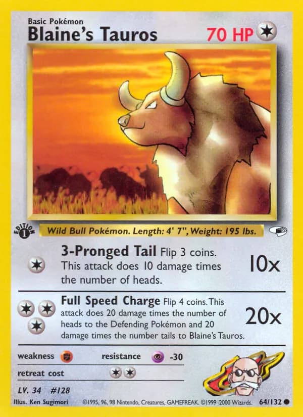 Blaine's Tauros — Gym Heroes, Common