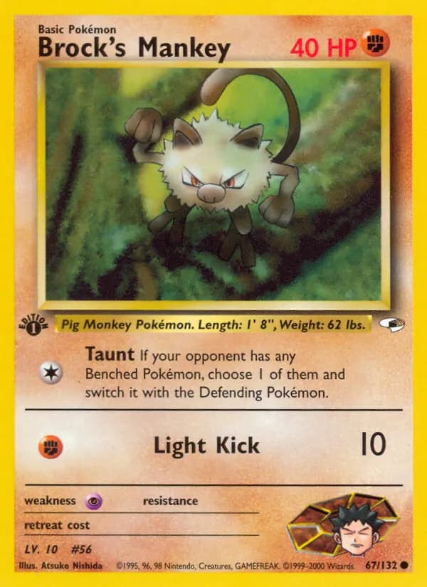 Brock's Mankey — Gym Heroes, Common