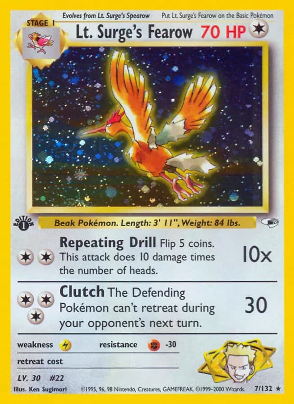 Lt. Surge's Fearow — Gym Heroes, Rare Holo