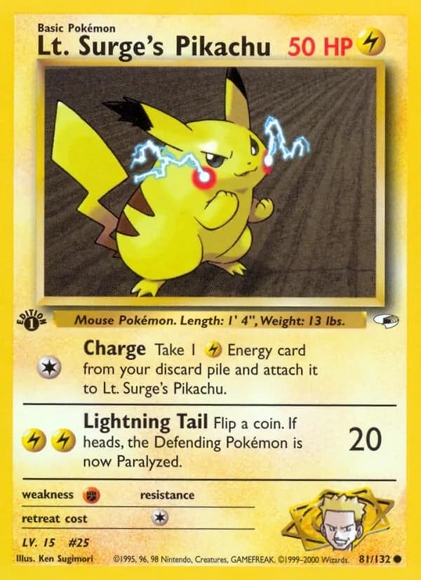 Lt. Surge's Pikachu — Gym Heroes, Common