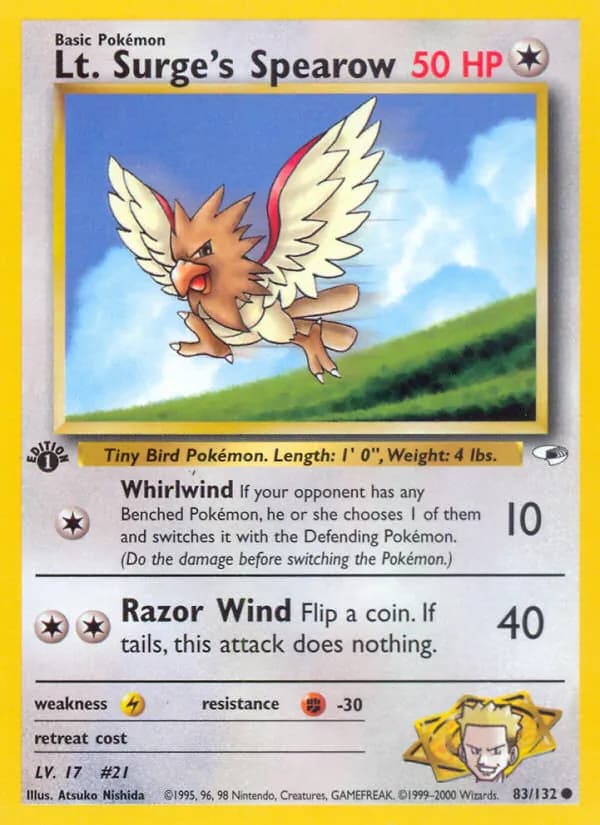 Lt. Surge's Spearow — Gym Heroes, Common