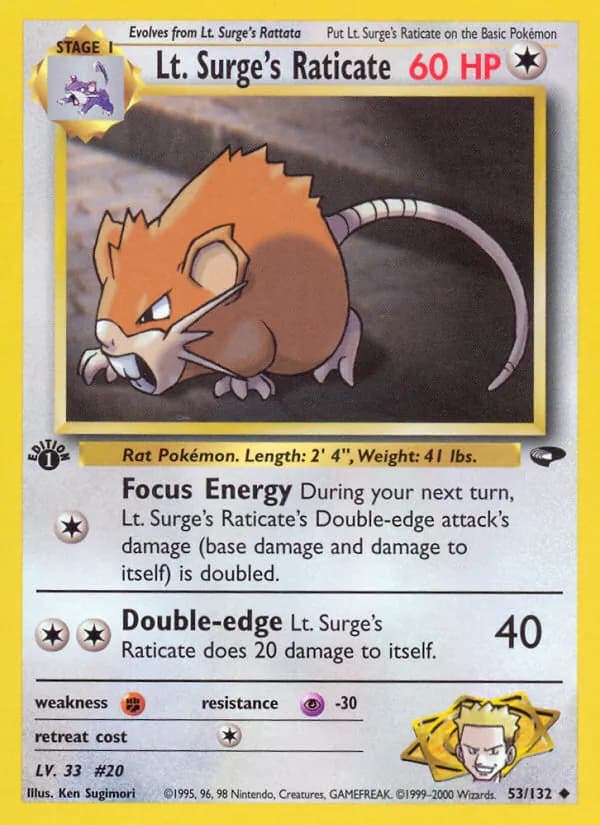 Lt. Surge's Raticate — Gym Challenge, Uncommon