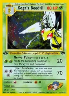 Koga's Beedrill — Gym Challenge — Rare Holo