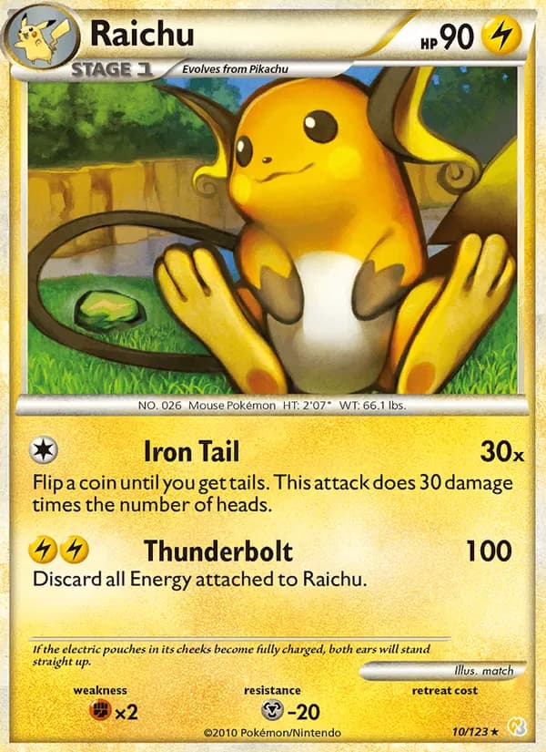 Raichu — HeartGold SoulSilver, Rare Holo