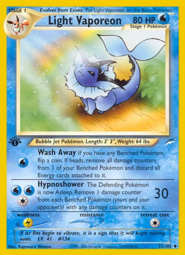 Light Vaporeon — Neo Destiny, Uncommon