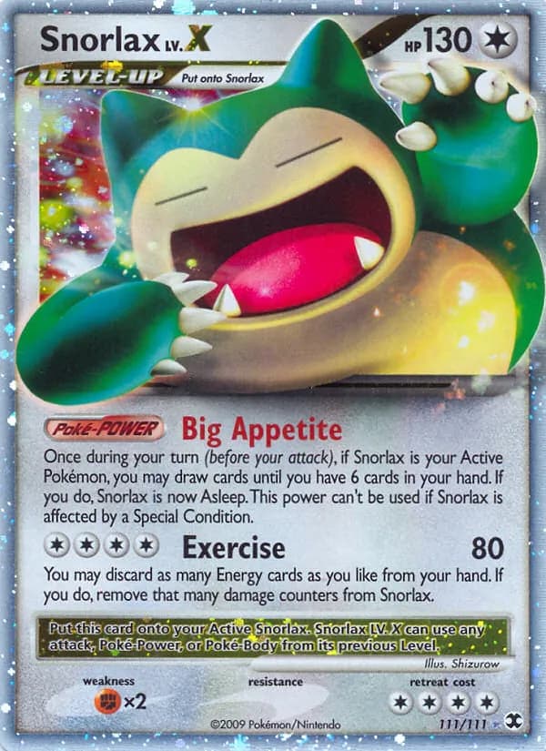 Snorlax — Rising Rivals, Rare Holo LV.X