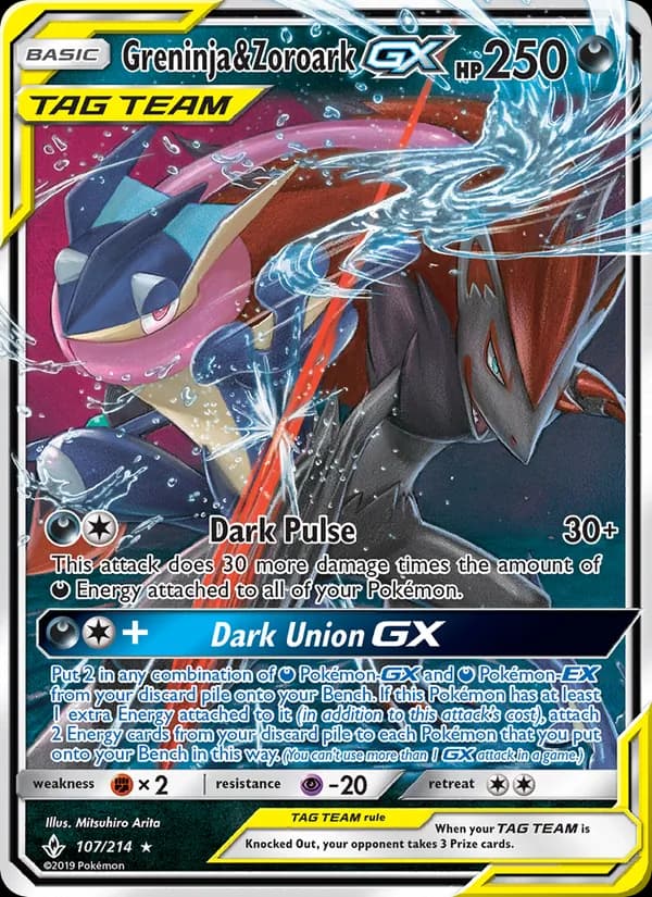 Greninja & Zoroark GX — Unbroken Bonds, Ultra Rare