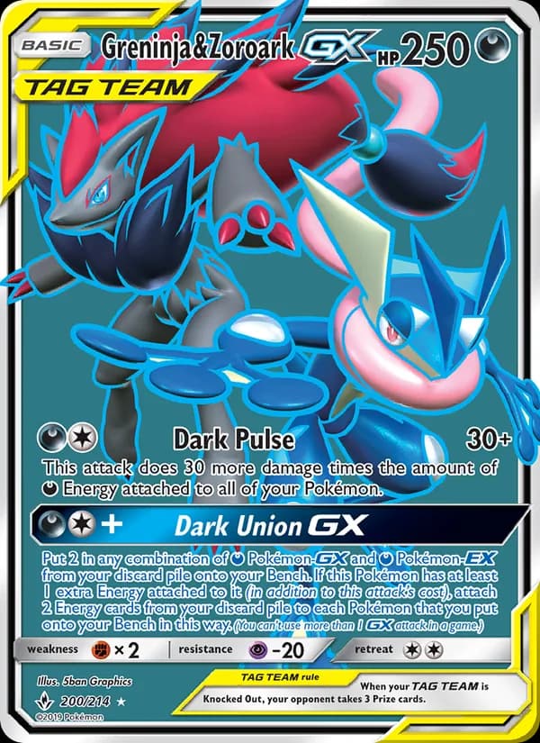 Greninja & Zoroark GX — Unbroken Bonds, Ultra Rare