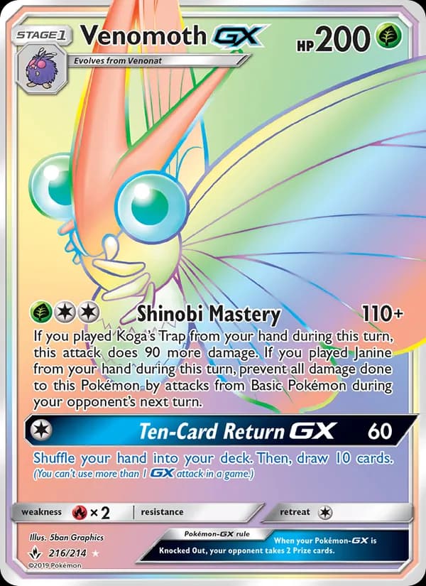 Venomoth GX — Unbroken Bonds, Secret Rare