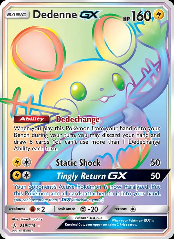 Dedenne GX — Unbroken Bonds, Secret Rare