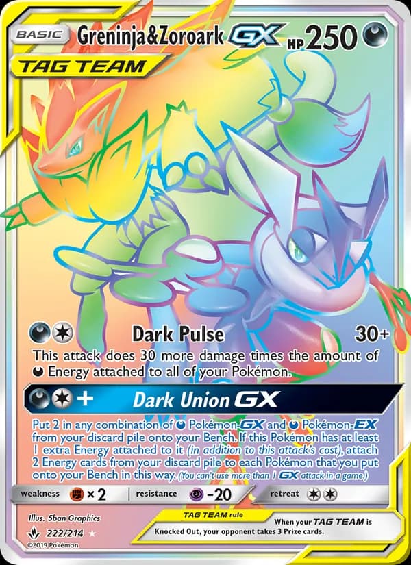 Greninja & Zoroark GX — Unbroken Bonds, Secret Rare