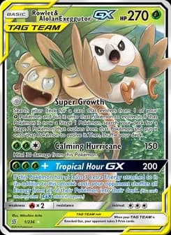 Rowlet & Alolan Exeggutor GX — Unified Minds — Ultra Rare