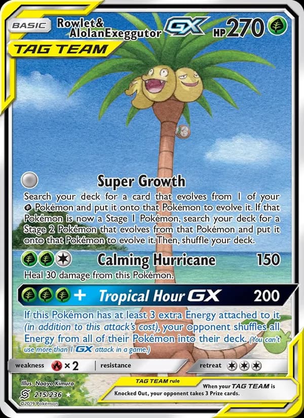 Rowlet & Alolan Exeggutor GX — Unified Minds, Ultra Rare