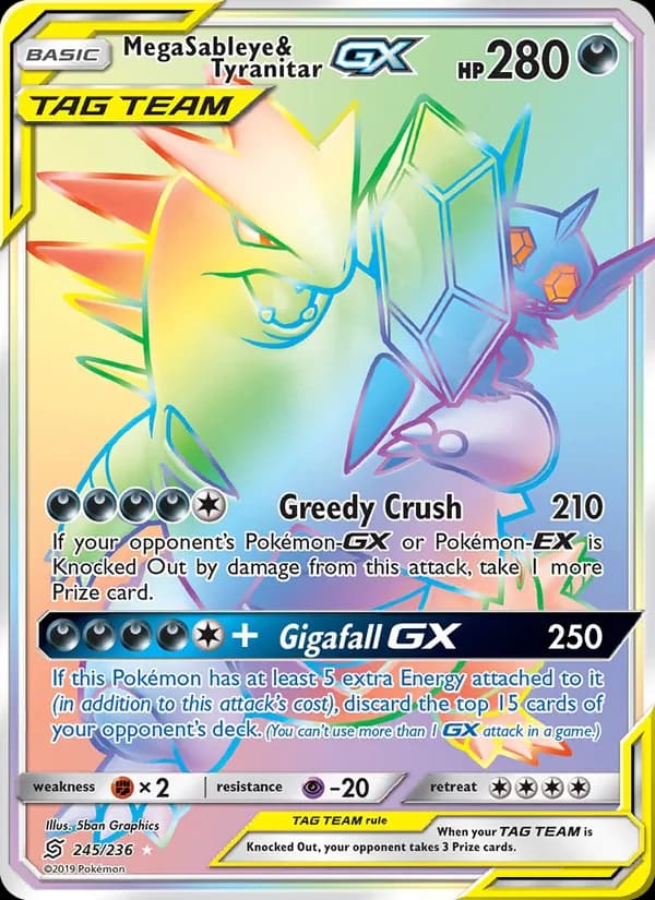Mega Sableye & Tyranitar GX — Unified Minds, Secret Rare