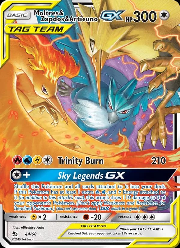 Moltres & Zapdos & Articuno GX — Hidden Fates, Ultra Rare