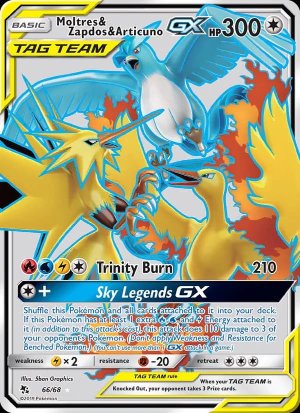 Moltres & Zapdos & Articuno GX — Hidden Fates, Ultra Rare