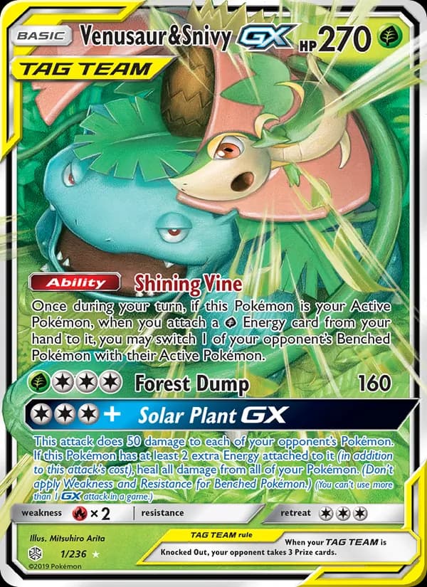 Venusaur & Snivy GX — Cosmic Eclipse, Ultra Rare