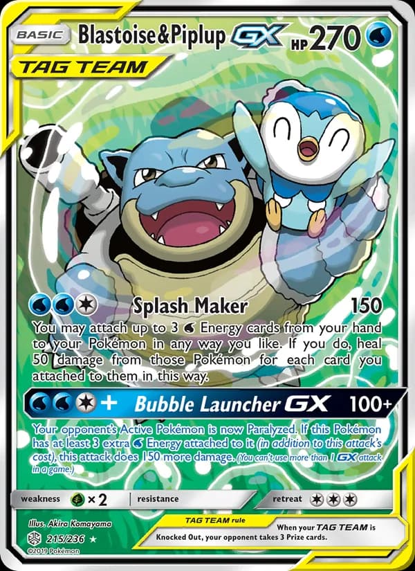 Blastoise & Piplup GX — Cosmic Eclipse, Ultra Rare