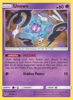 Unown — Lost Thunder — Rare
