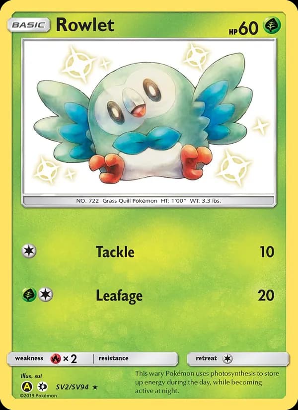 Rowlet — Hidden Fates Shiny Vault, Shiny rare