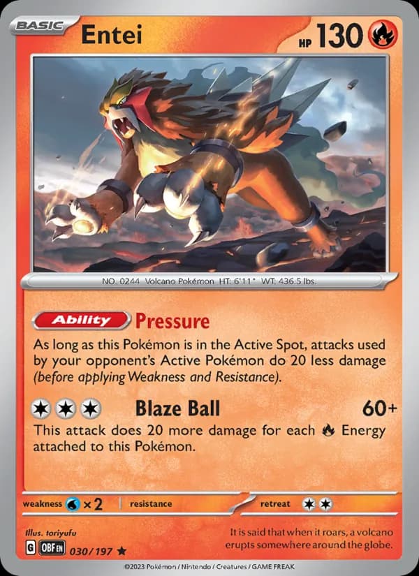 Entei — Obsidian Flames, Rare