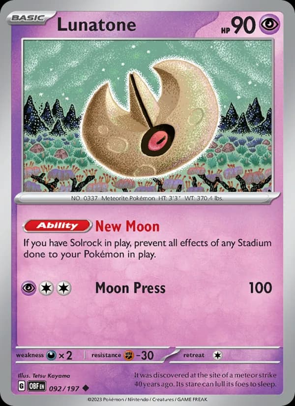 Lunatone — Obsidian Flames, Uncommon