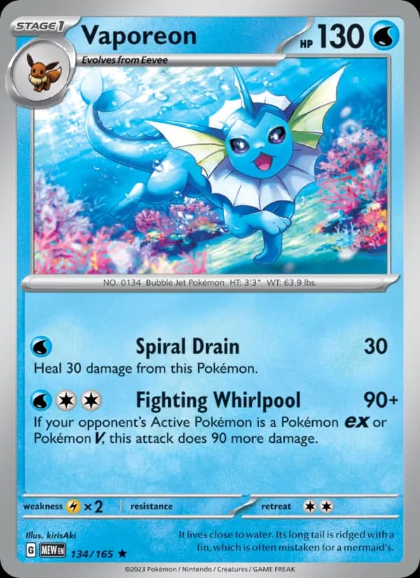 Vaporeon — 151, Rare