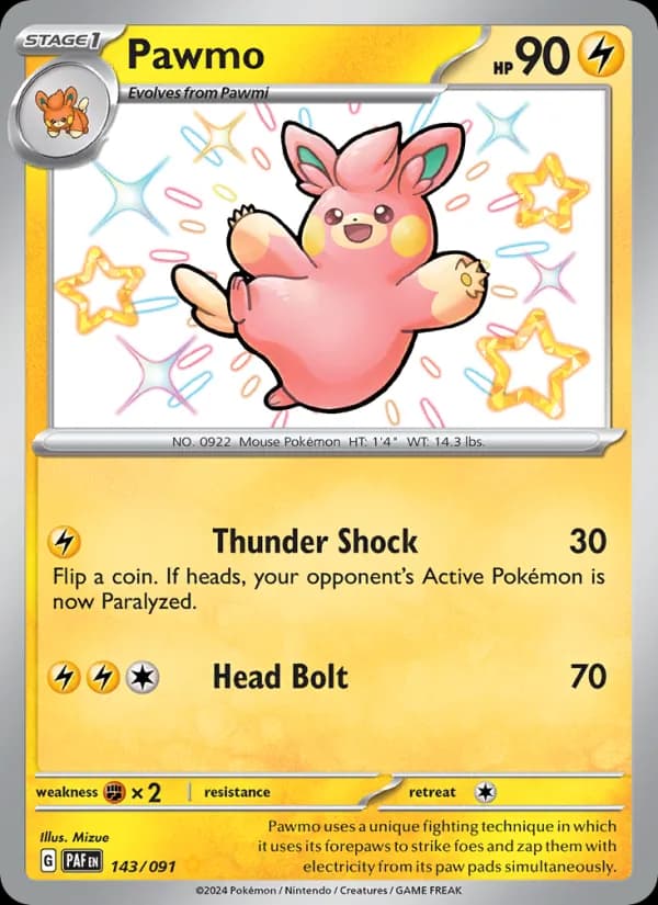 Pawmo — Paldean Fates, Shiny rare