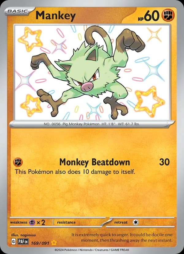 Mankey — Paldean Fates, Shiny rare