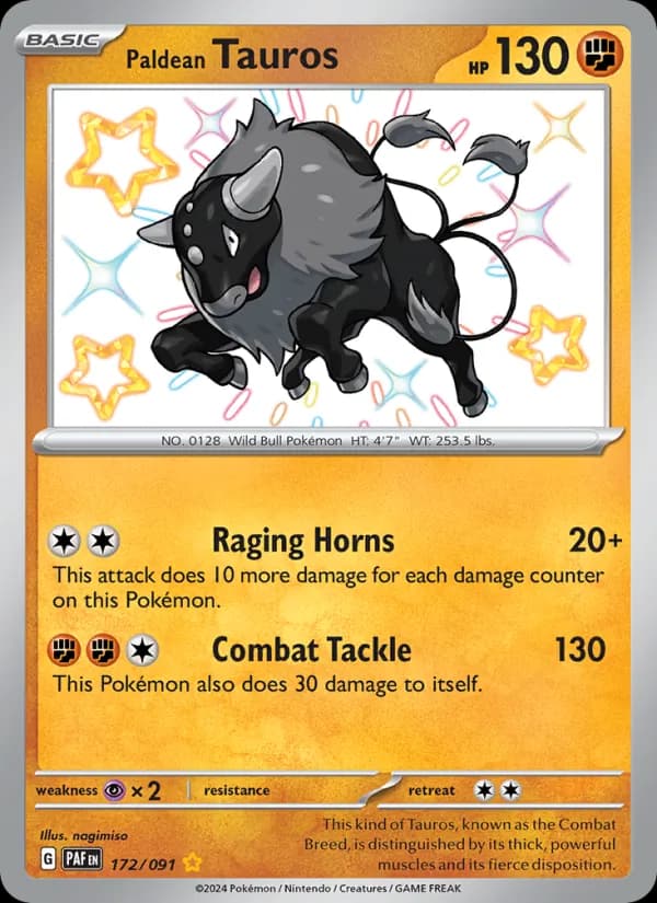 Paldean Tauros — Paldean Fates, Shiny rare