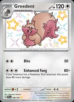 Greedent — Paldean Fates — Shiny rare