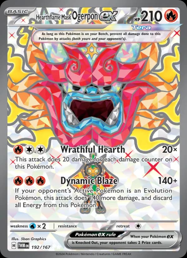 Hearthflame Mask Ogerpon ex — Twilight Masquerade, Ultra Rare