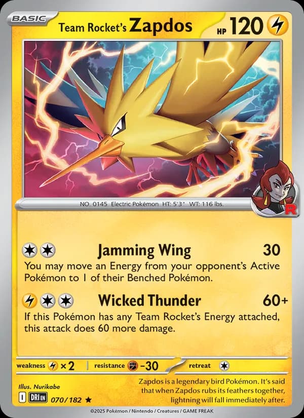 Team Rocket's Zapdos — Destined Rivals, Rare
